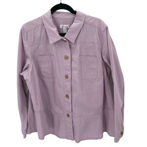 Denim & Co Womens Mauve Pink Button Front Swing Long Sleeve Denim Jacket Size 1X